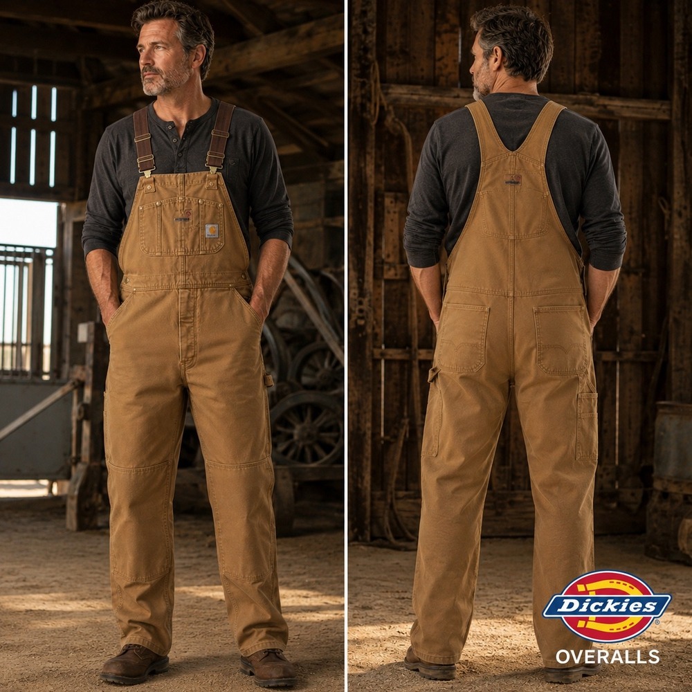 Carhartt Dungarees Adult 40x34 Tan Overalls Bib Double Knee Canvas Duck Men